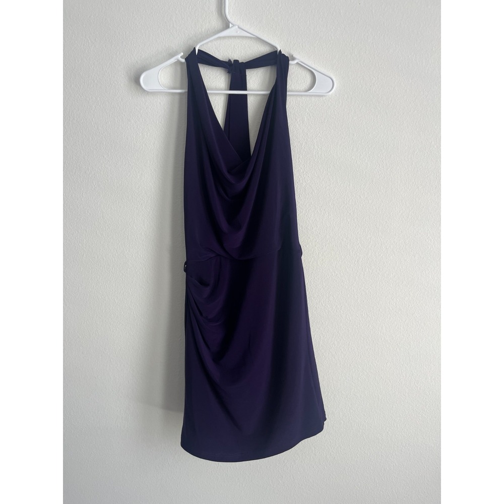 Tango Cocktail‎ Halter Mini Dress Womens Small Purple Cowl Neck Ruched Party
